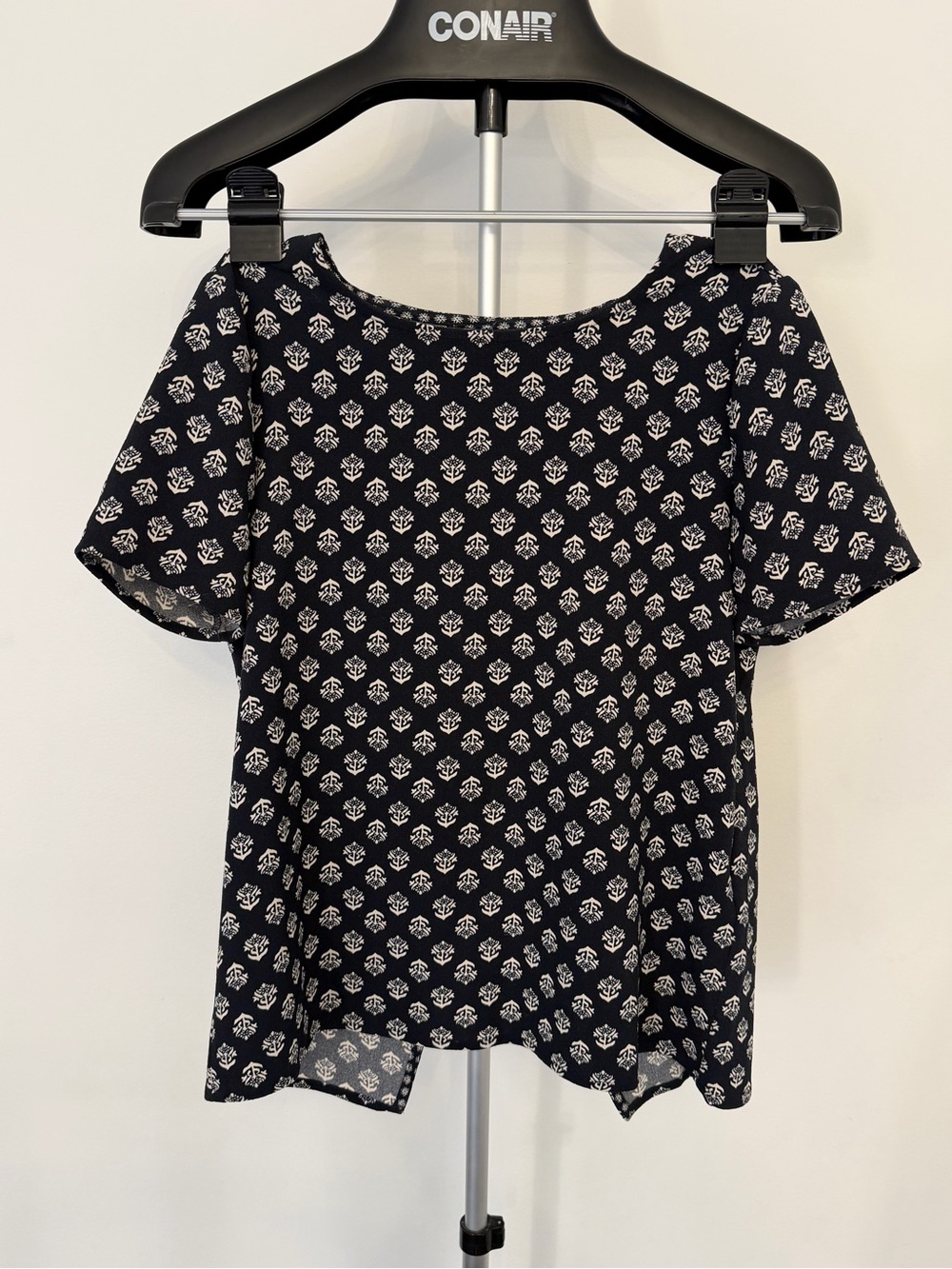 Only Navy Short Sleeve Floral-Print Blouse
